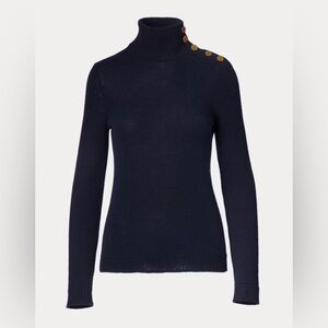 Ralph Lauren Purple Label button trim turtleneck sweater